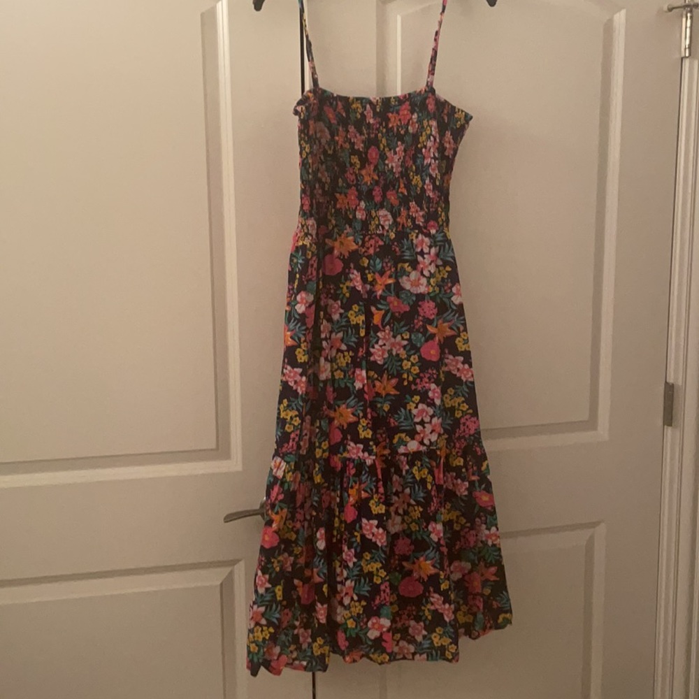 J. Crew Navy Floral Smocked Midi Sundress - Picture 5 of 7